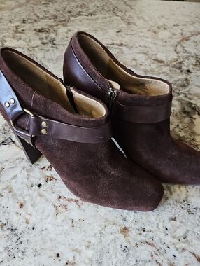 Jessica Simpson Dark Brown Suede Heeled Ankle Booties